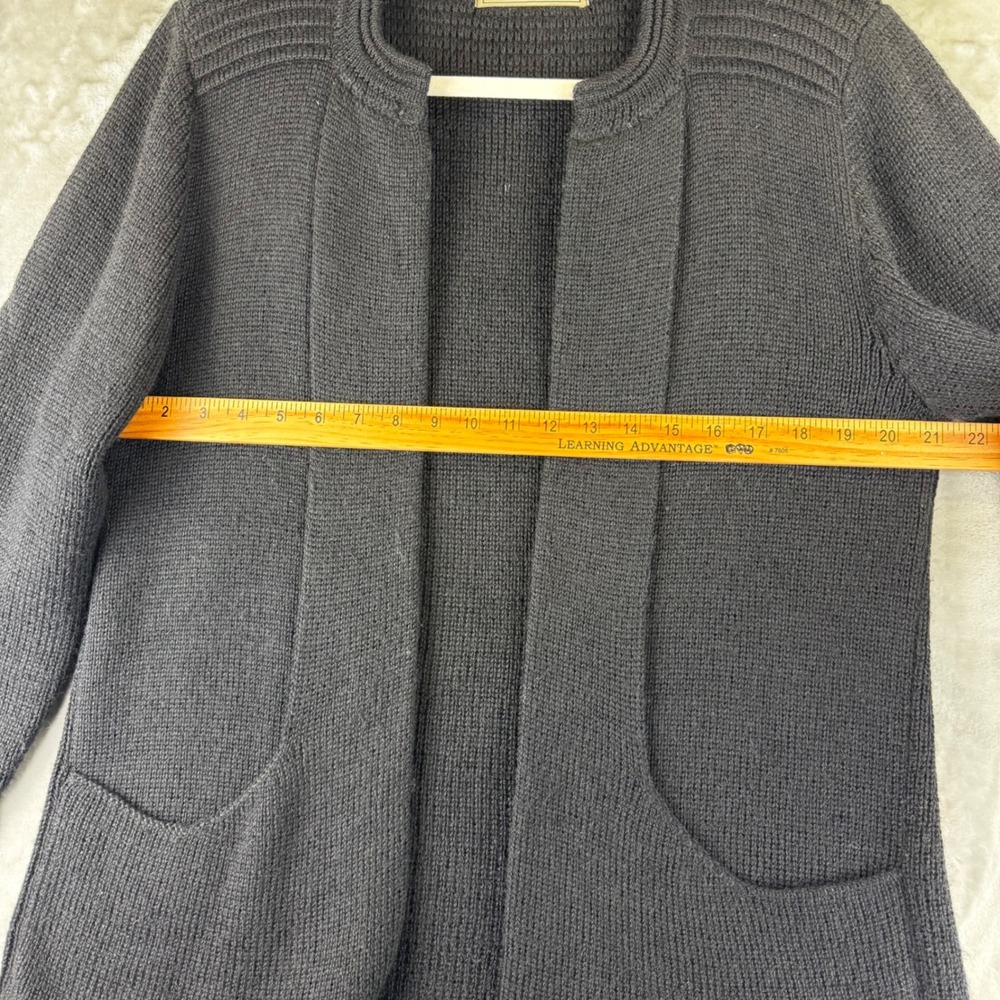 Peruvian Link Cardigan Women M/L Black Alpaca Open Front Knit Sweater (1502) - Picture 10 of 12